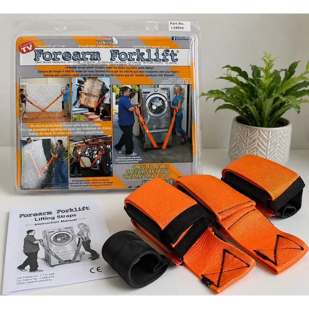 Forearm Forklift Moving Straps Orange Heavy Lifting System Up To 800 lbs NEW